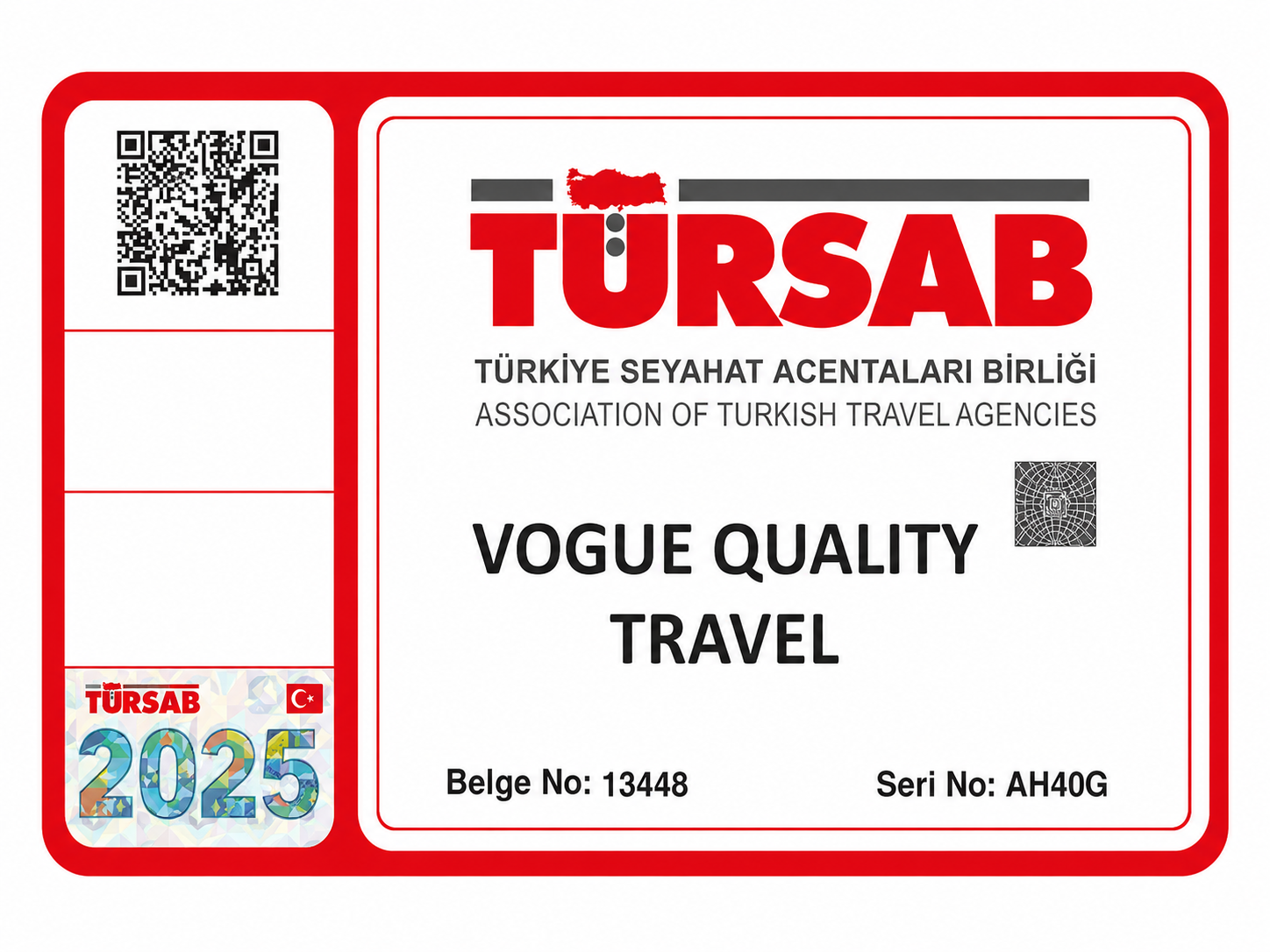Matiat Travel TÜRSAB Belgesi